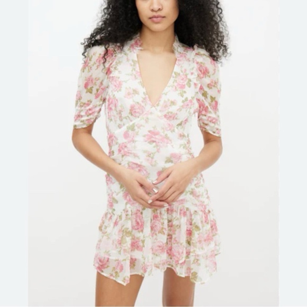 LoveShackFancy Pink Floral Mini Dress